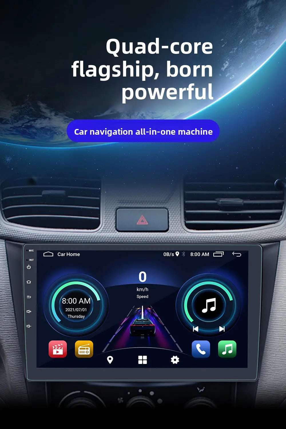 9 /10 Android Car Stereo GPS Navigation WiFi Bluetooth Touch Screen Radio Universal