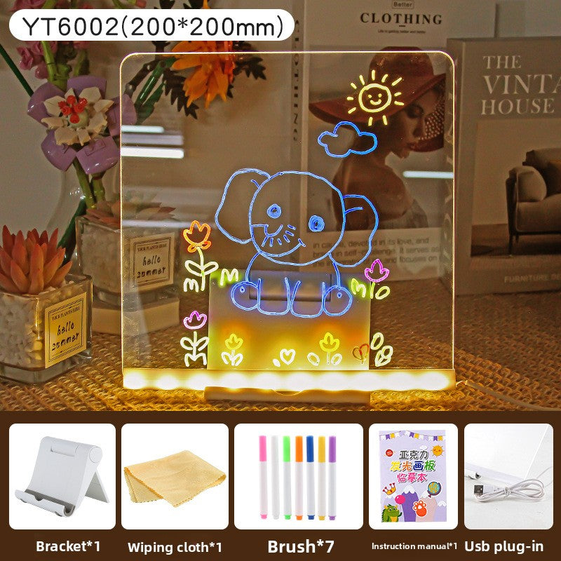 LED Glow Magnetic Drawing Board for Kids - Reusable Fluorescent Light-Up Art Tablet with USB Power