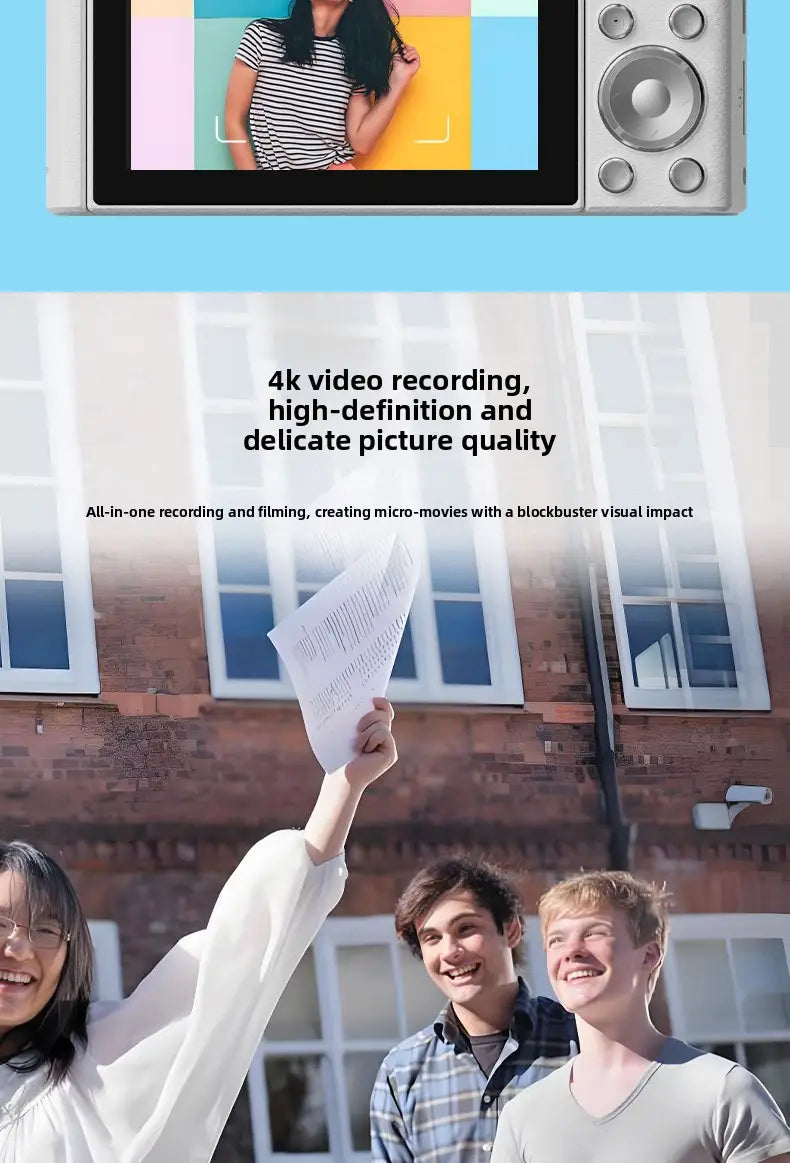 14MP Digital Camera with 3.0’’ Rotating Screen - HD Selfie Camera with 3x Zoom for Students & Travel