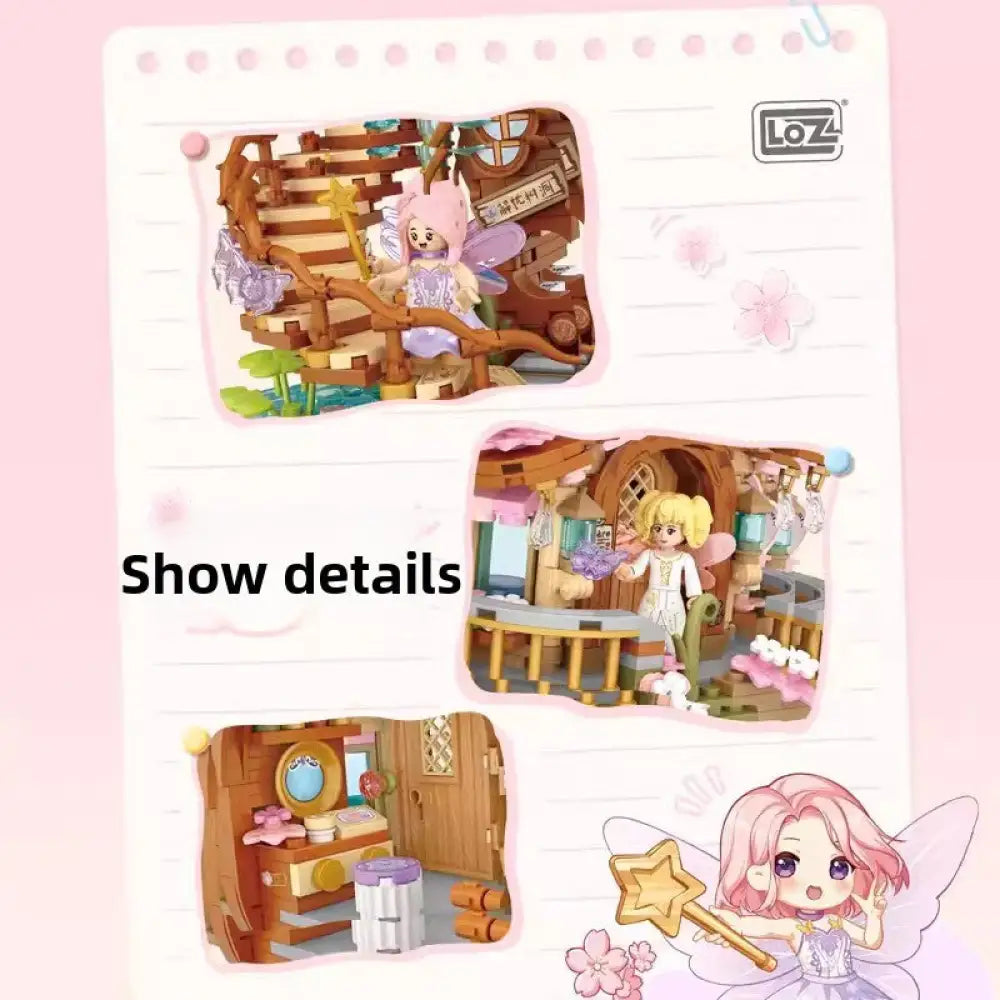 DIY Sakura Tree House Building Blocks Set (400-800 Pieces) - Pink Cherry Blossom Mini House Construction Toy Gift