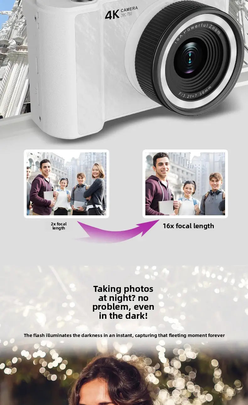 14MP Digital Camera with 3.0’’ Rotating Screen - HD Selfie Camera with 3x Zoom for Students & Travel