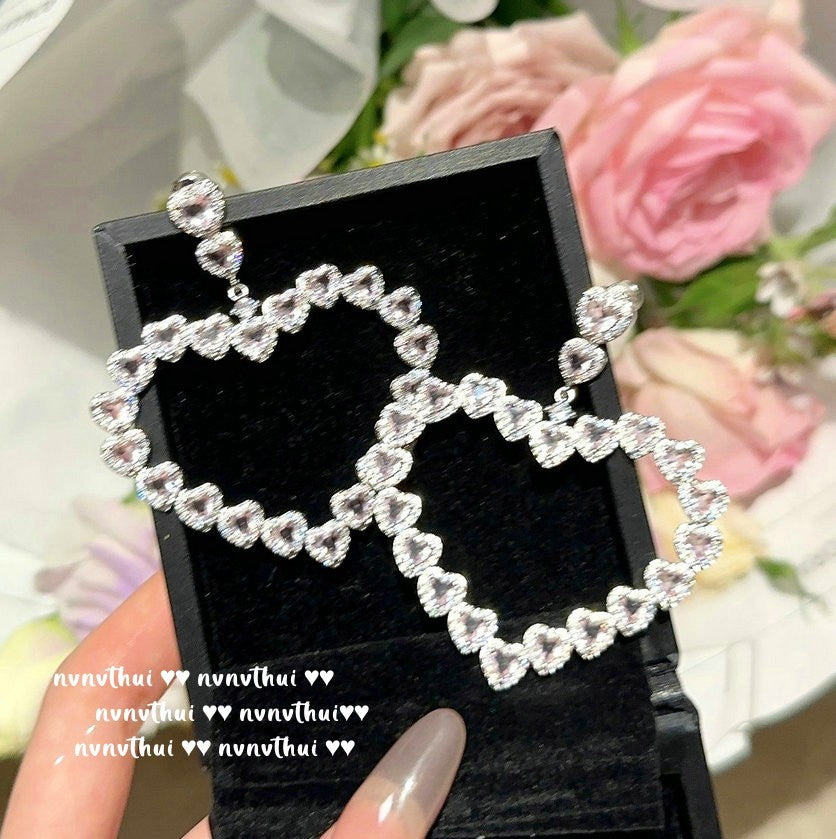 18K Gold Plated Pink Heart Zircon Jewelry Set - Adjustable Bracelet, Necklace, Ring & Earrings Palace Style Set