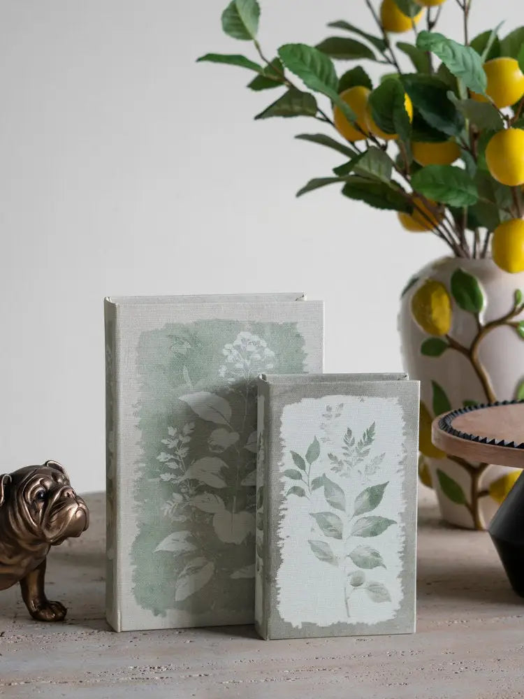 Vintage Botanical and Bird Decorative Book Storage Box Set - Home Decor