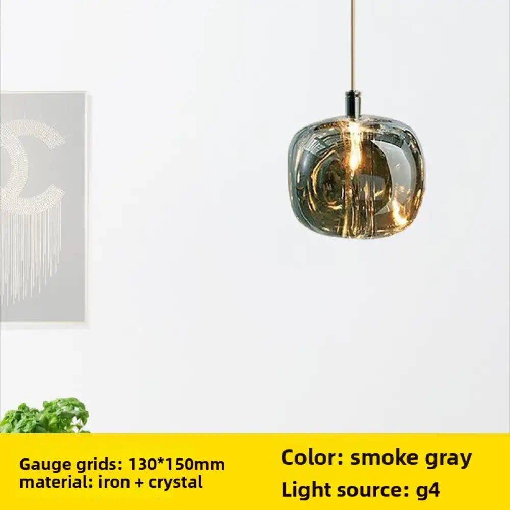 Modern Smart Crystal Pendant Light in Amber and Silver finishes - Large Single Head Smoke Gray - Home Decor