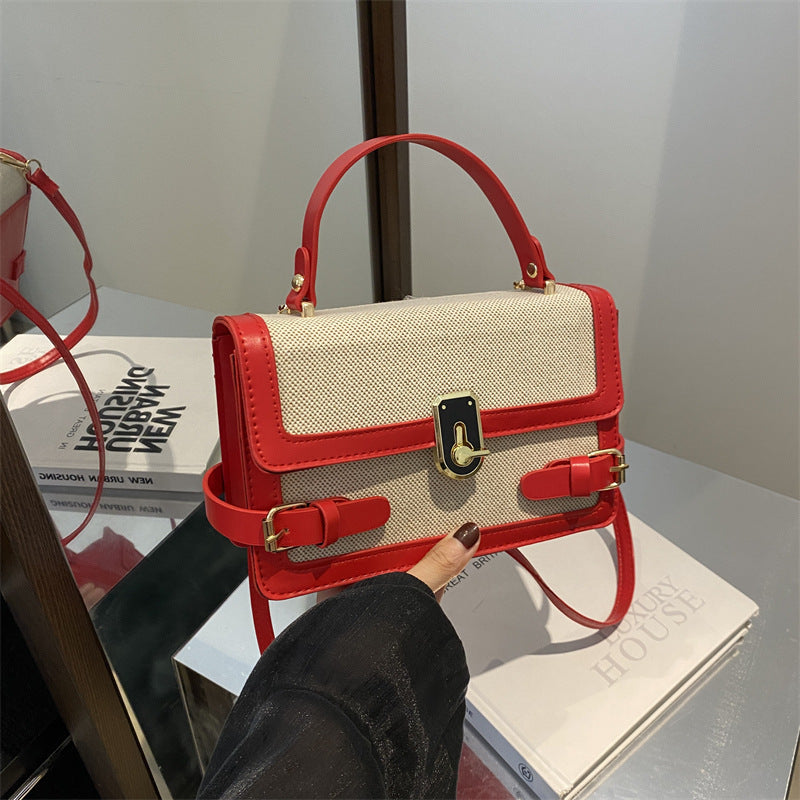 Small Square Bag Trendy Color-Block Crossbody for Summer
