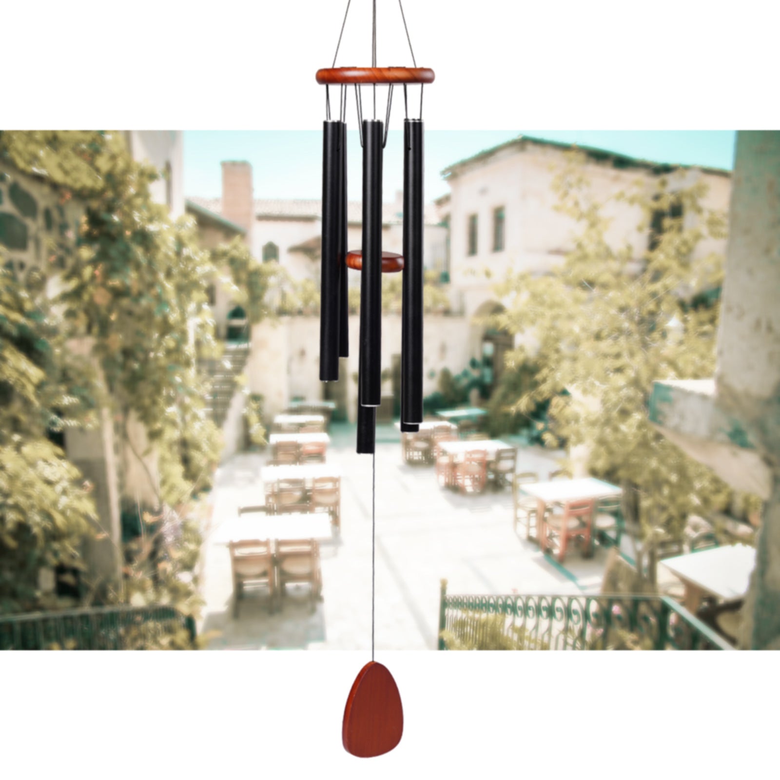 Personalized Aluminum Wind Chimes - 6 Tube Outdoor Hanging Chime with Deep Resonant Sound