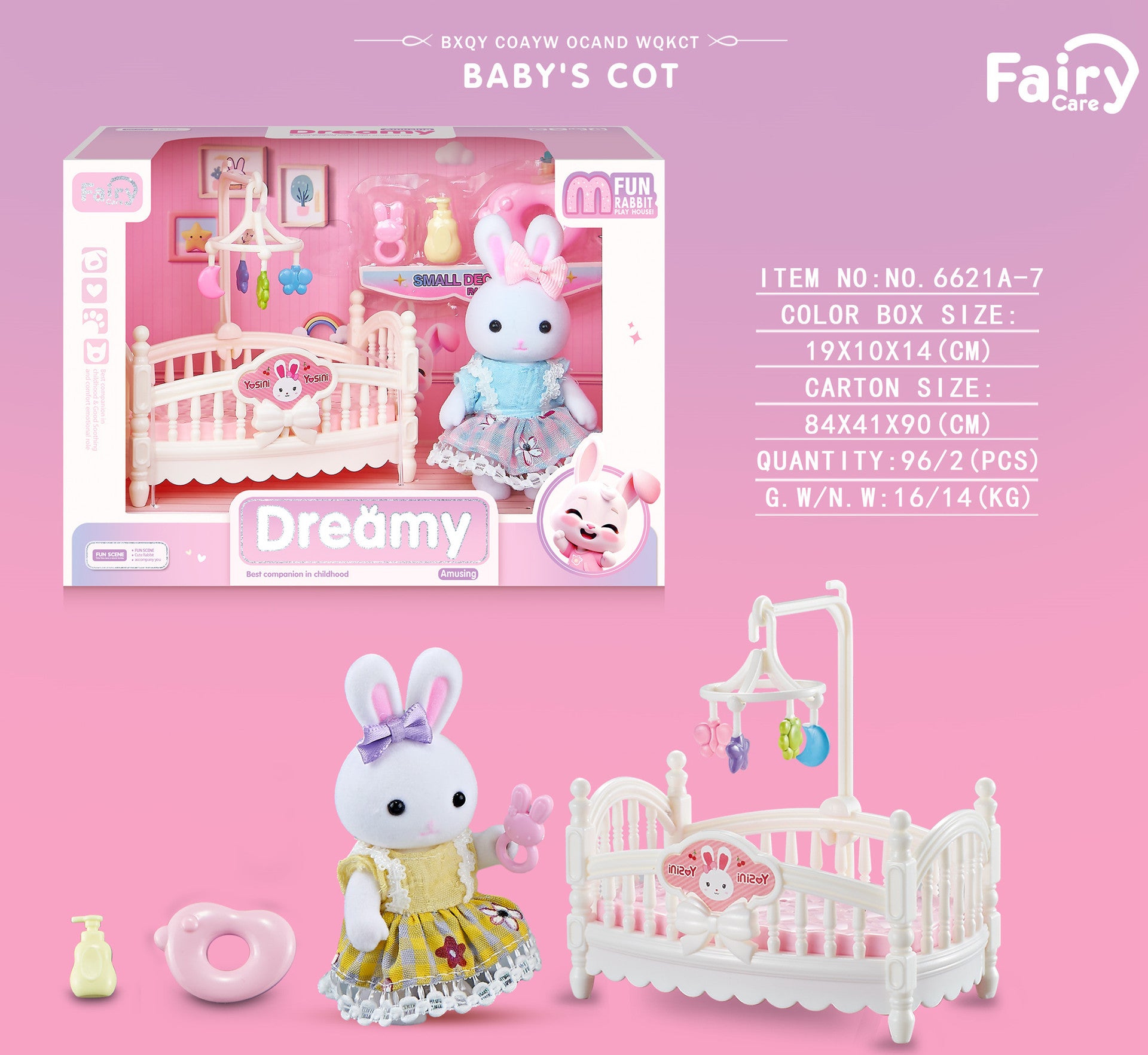 Rabbit-Themed Miniature Dressing Table Playset for Kids Imaginative Role-Play Toys