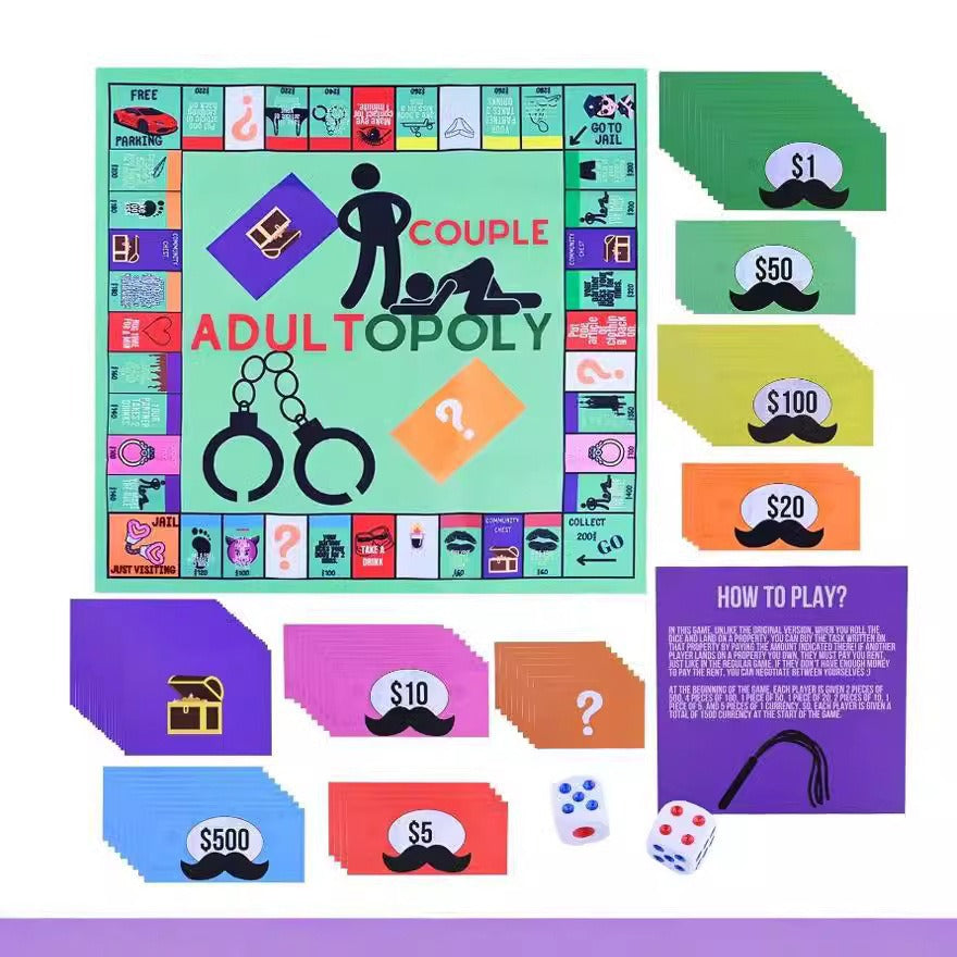 Couples Party Board Game Cards - Interactive Monopoly-Style Dating & Adult Game Night Entertainment