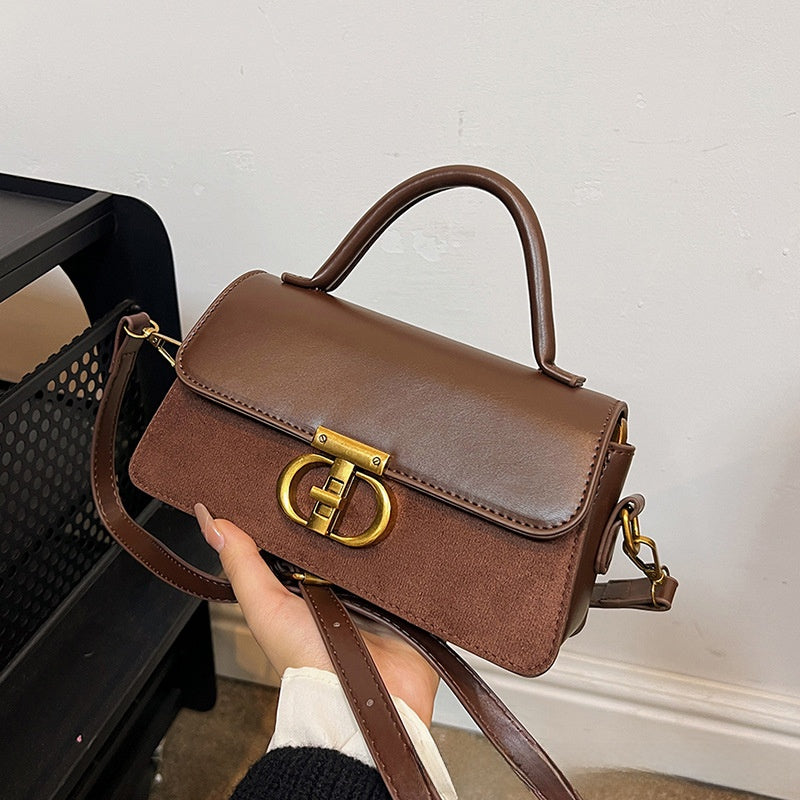 Small Square PU Leather Bag Adjustable Shoulder & Crossbody Bag with Phone Pocket, Retro Style