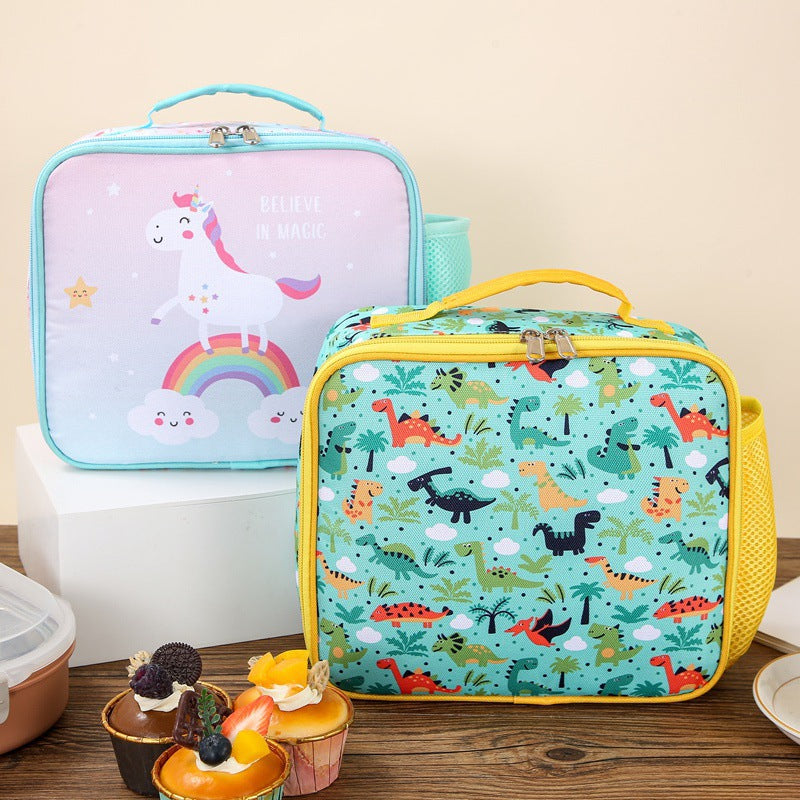 Insulated Kids Lunch Bag Dinosaur & Unicorn Cartoon Thermal Lunch Tote