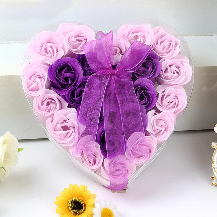 Everlasting Soap Rose Flower Gift Box Heart-Shaped Fragrant Decoration for Birthdays, Weddings & Home Decor