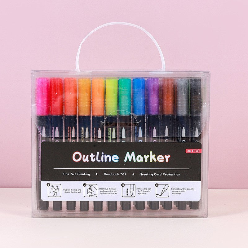 Dual-Tip Fluorescent Marker Set - 36 Vibrant Colors for Art, Journaling, and Highlighting