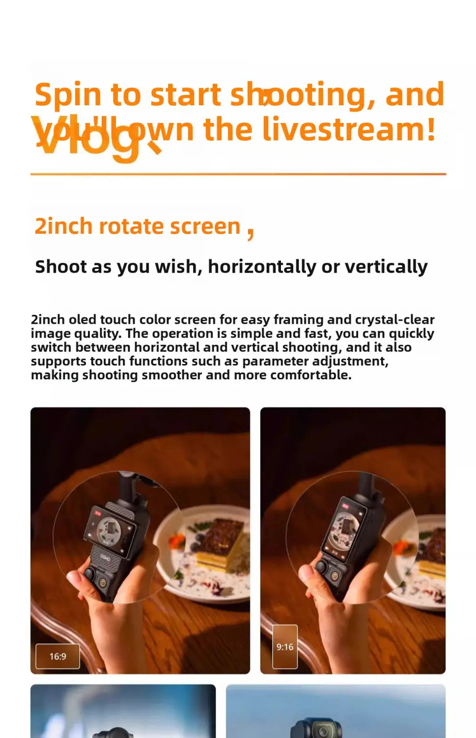 4K Pocket Gimbal Camera with 3-Axis Stabilization - Touchscreen Vlog Camera for Travel & Video Recording