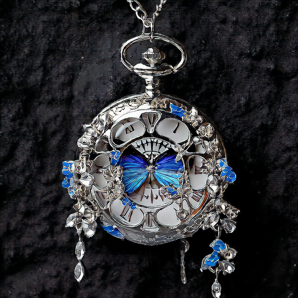 Real Butterfly Pocket Watch - Preserved Specimen Decorative Electronic Pocket Watch Gift