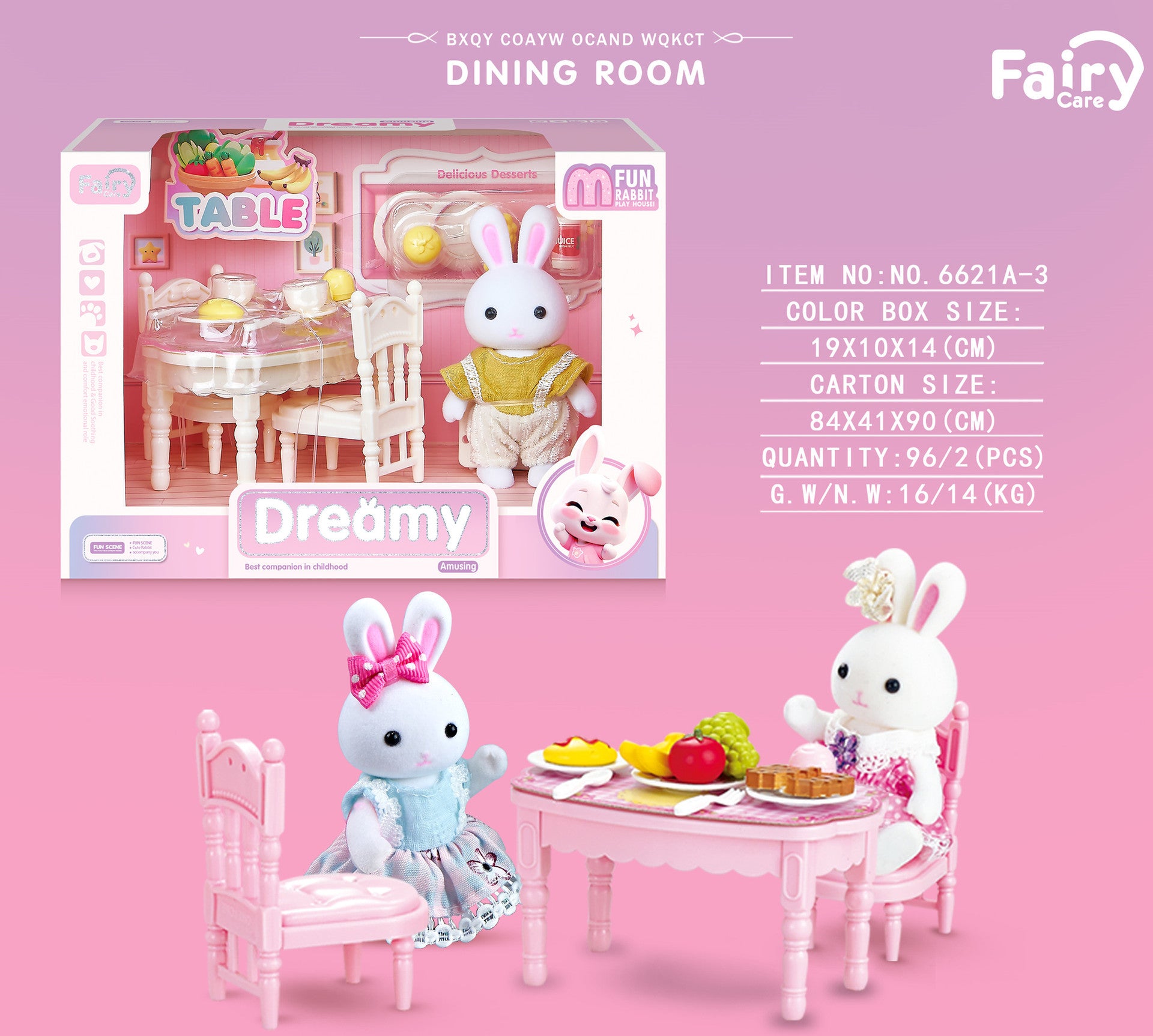 Rabbit-Themed Miniature Dressing Table Playset for Kids Imaginative Role-Play Toys