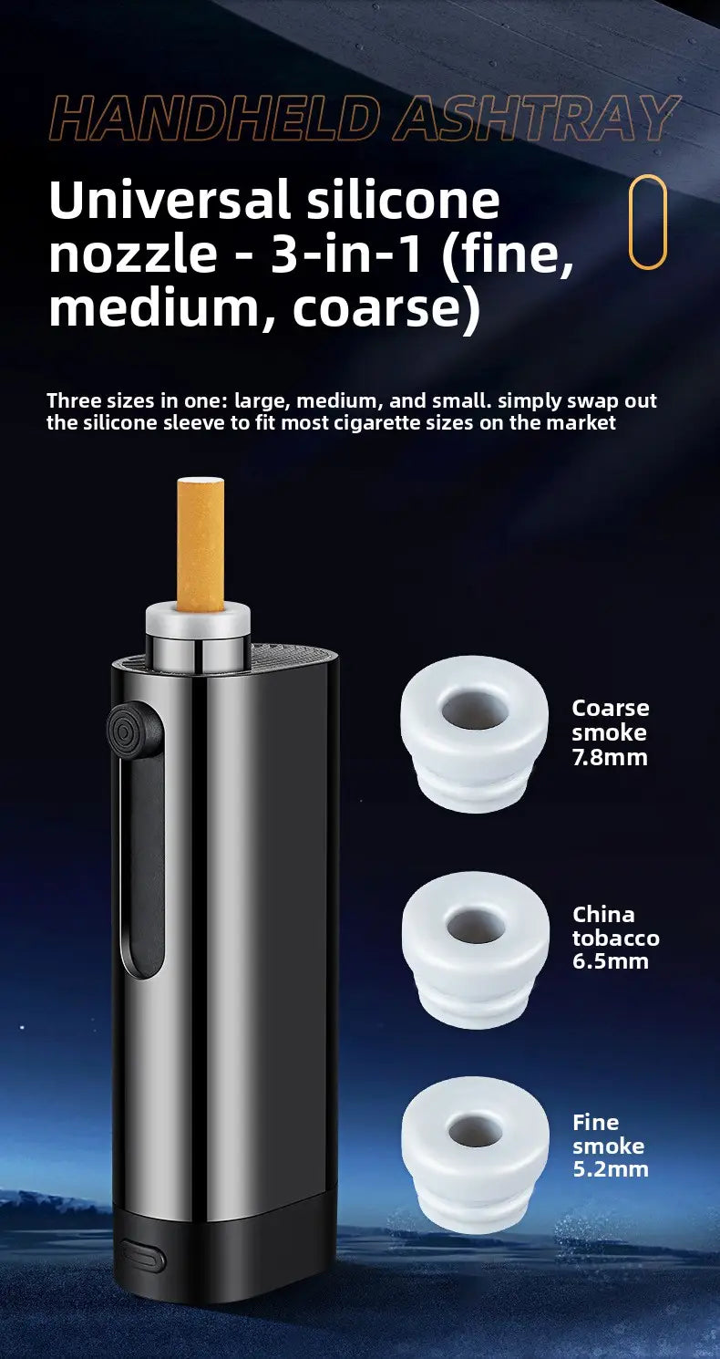 USB Rechargeable Car Ashtray with Push-Button Lighter Portable Smokeless Ash Holder with Gift Box