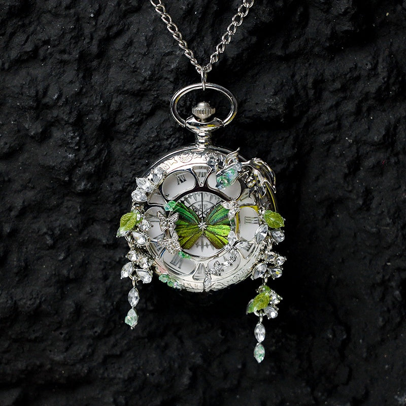 Real Butterfly Pocket Watch - Preserved Specimen Decorative Electronic Pocket Watch Gift