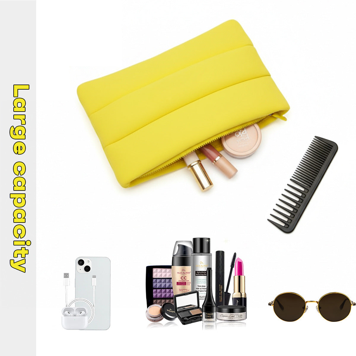 Memory Foam Cosmetic Bag Shockproof Makeup Organizer for Travel & Daily Use