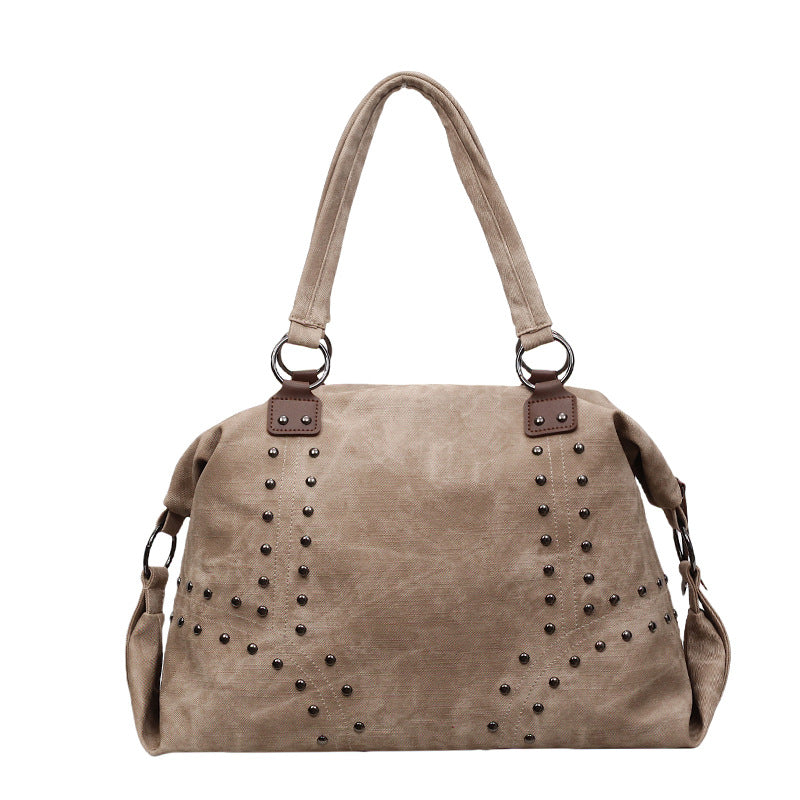 Rivet Tote Bag Large Capacity PU Shoulder Bag for Everyday Use