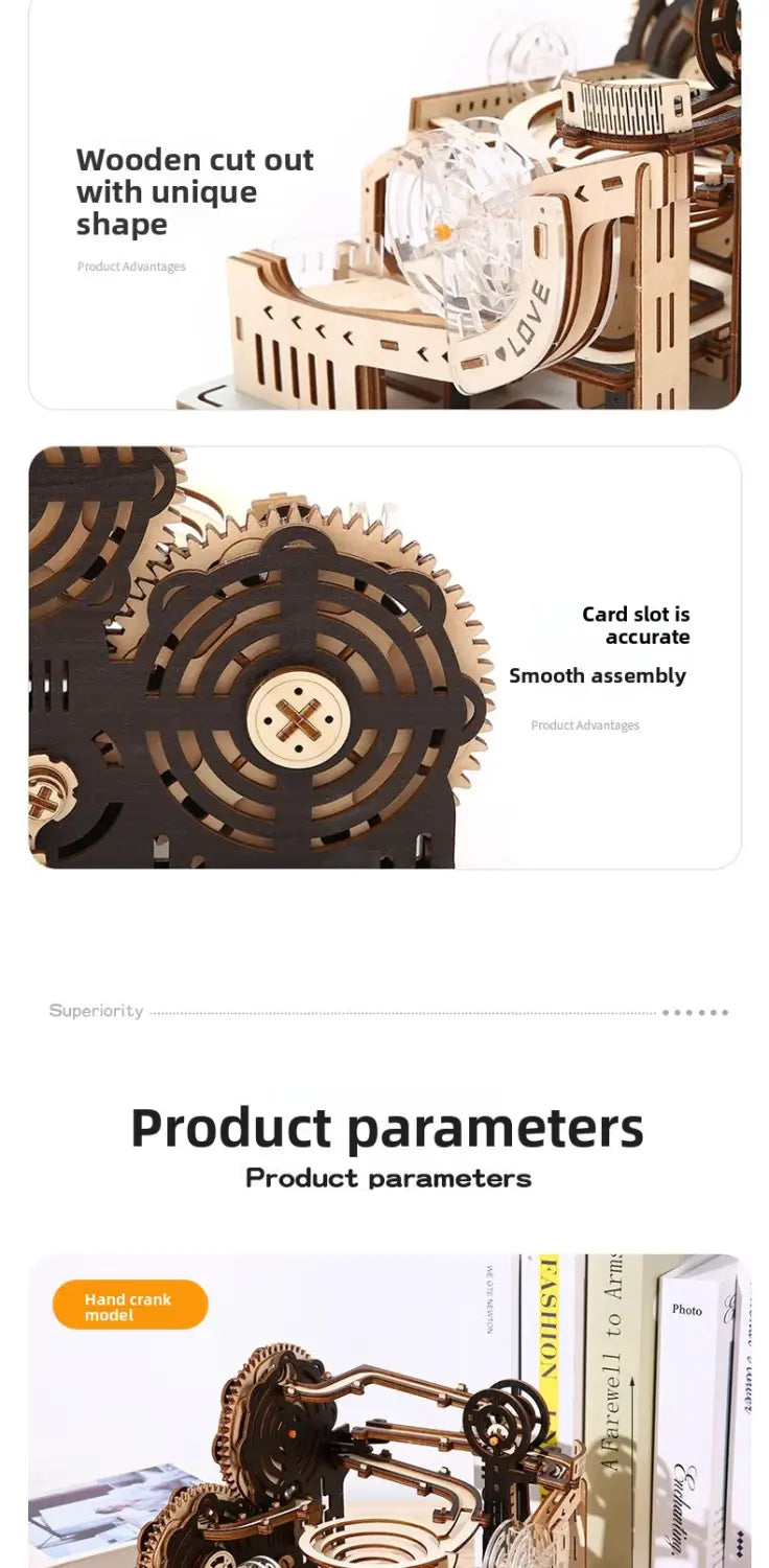 3D Wooden Mechanical Ball Track Puzzle DIY Marble Run Simulation Model Educational Toy