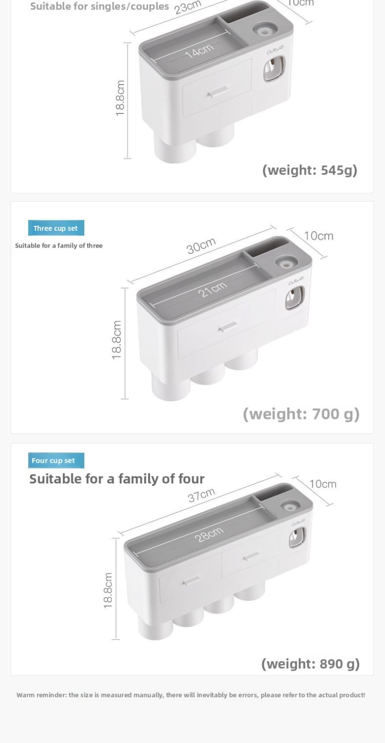 Magnetic Wall-Mounted Toothbrush Holder with Toothpaste Squeezer