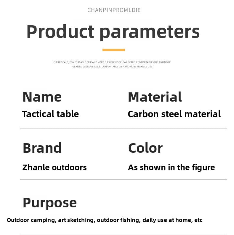 Portable Tactical Folding Camping Table - Heavy-Duty Iron Frame Outdoor Picnic Table with Storage Bag & Optional Light