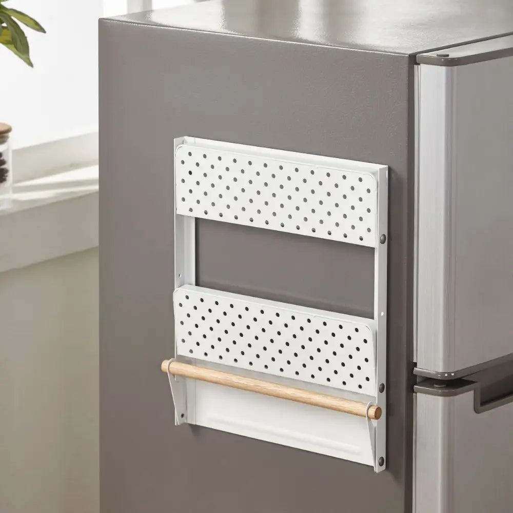 Foldable Magnetic Refrigerator Rack - 3-Tier Wall Mounted Iron Kitchen Storage Shelf (White or Black) - Home & Garden