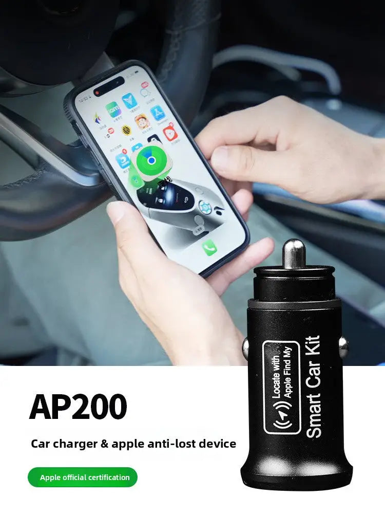 GPS Car Charger Tracker with Dual USB Fast Charging - Real-Time Vehicle Locator with Anti-Theft Alarm - Ap200 black