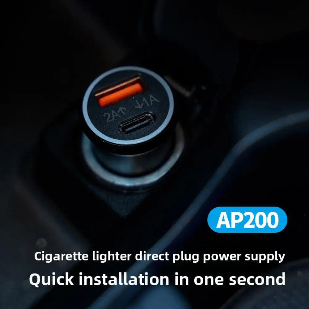 GPS Car Charger Tracker with Dual USB Fast Charging - Real-Time Vehicle Locator with Anti-Theft Alarm - Ap200 black