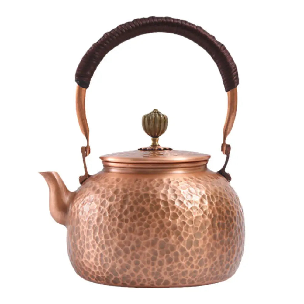 Handcrafted Pure Copper Tea Kettle - Retro Hammered Boiling Water Pot (600ml-1800ml) - Home & Garden