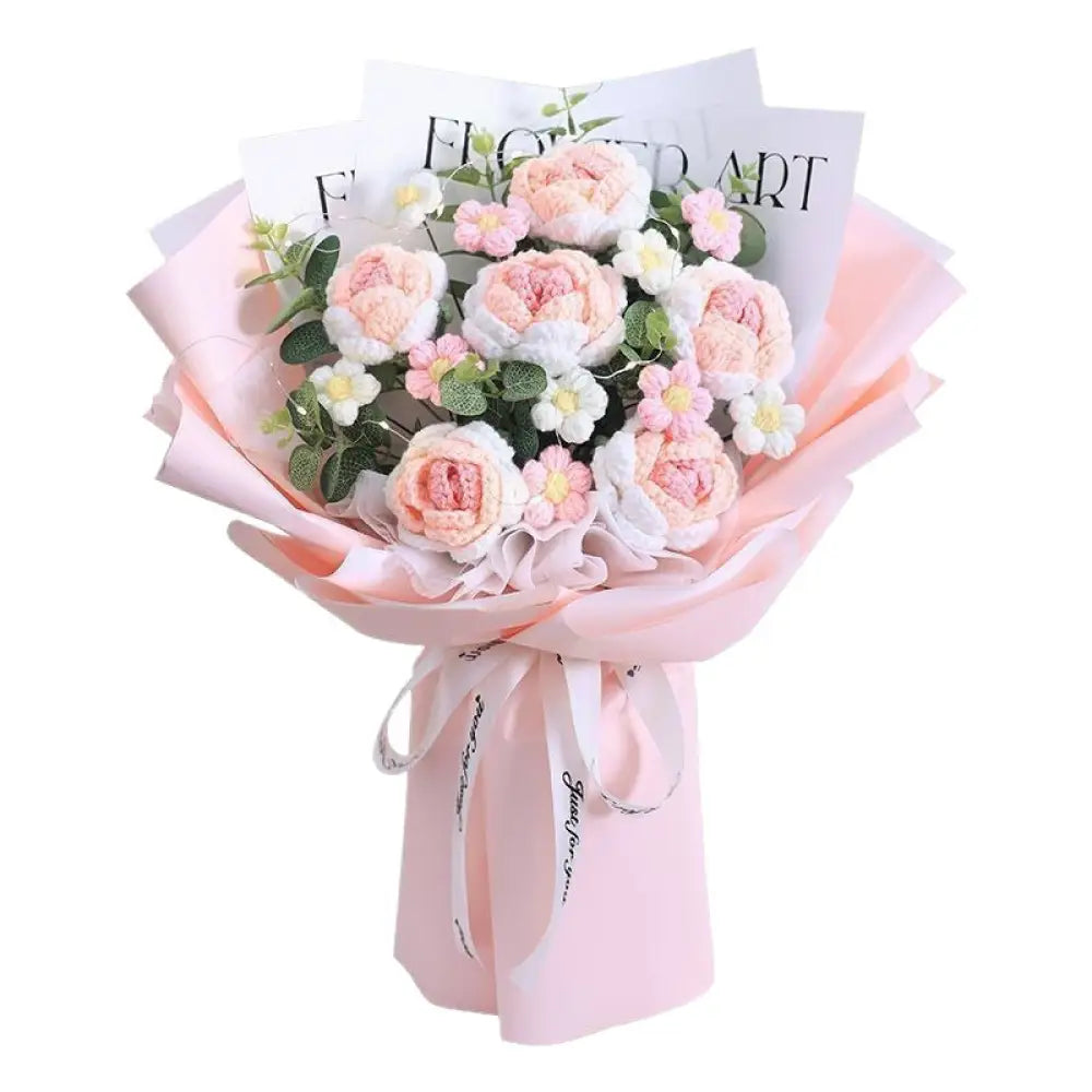 Handmade Wool Rose Bouquet with LED Lights - Eternal Floral Gift with Handbag for Valentine?s Day & Birthdays - Gifts