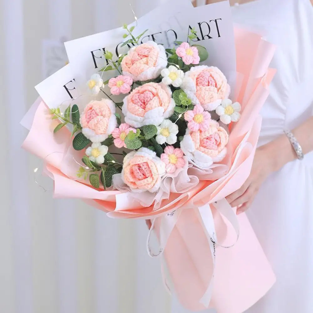 Handmade Wool Rose Bouquet with LED Lights - Eternal Floral Gift with Handbag for Valentine?s Day & Birthdays - Gifts