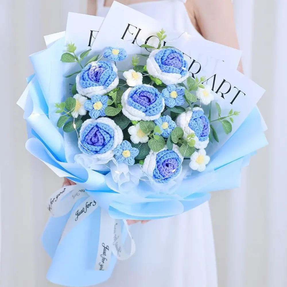 Handmade Wool Rose Bouquet with LED Lights - Eternal Floral Gift with Handbag for Valentine?s Day & Birthdays - Gifts