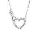 Heart Zircon Pendant Necklace - White Gold Plated Copper Chain Necklace for Women Romantic Jewelry Gift for Students &