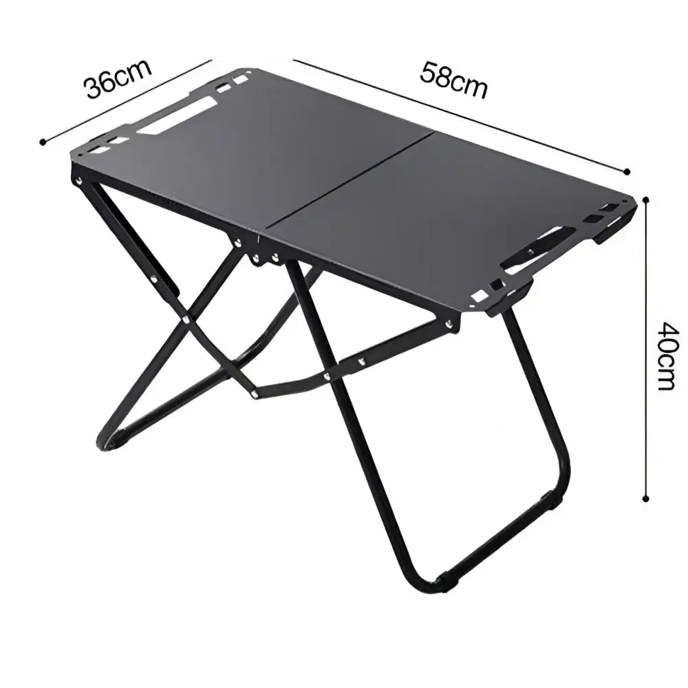 Portable Tactical Folding Camping Table - Heavy-Duty Iron Frame Outdoor Picnic Table with Storage Bag & Optional Light