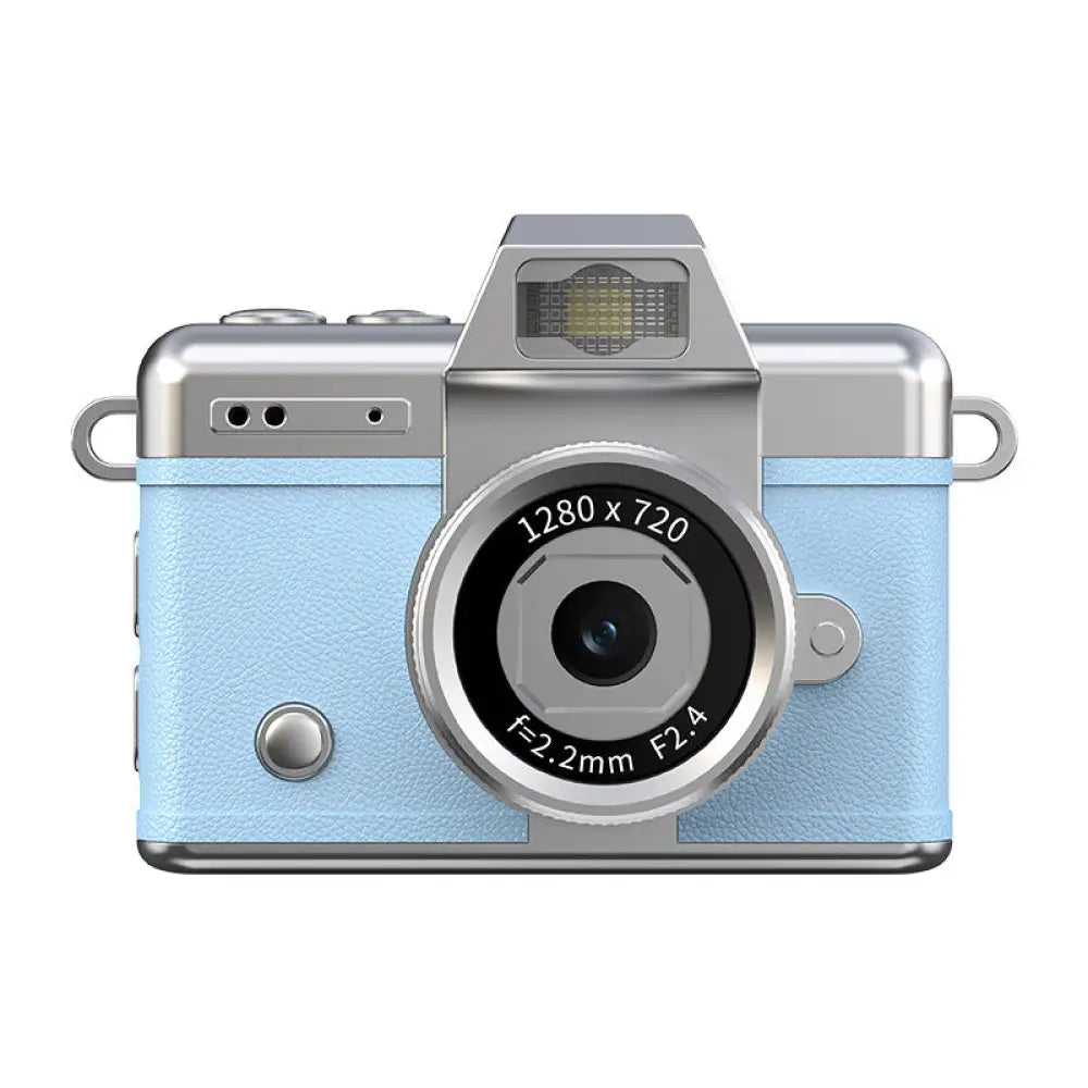 Mini Retro Digital Camera with Flip Screen - Vintage Style Portable Camera for Kids & Beginners - Sky blue without