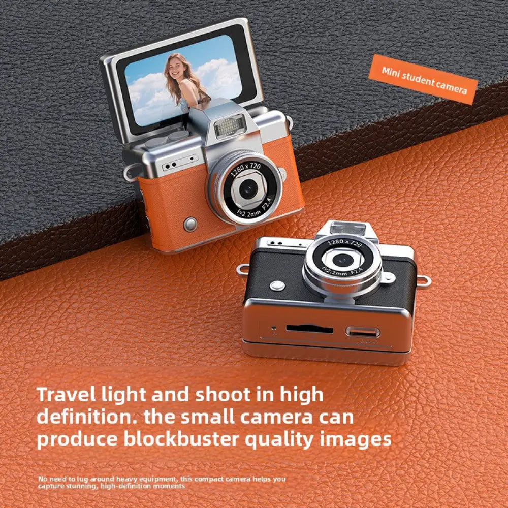 Mini Retro Digital Camera with Flip Screen - Vintage Style Portable Camera for Kids & Beginners - Consumer Electronics