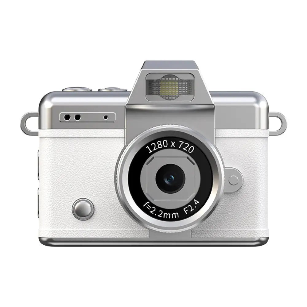 Mini Retro Digital Camera with Flip Screen - Vintage Style Portable Camera for Kids & Beginners - Elegant white without