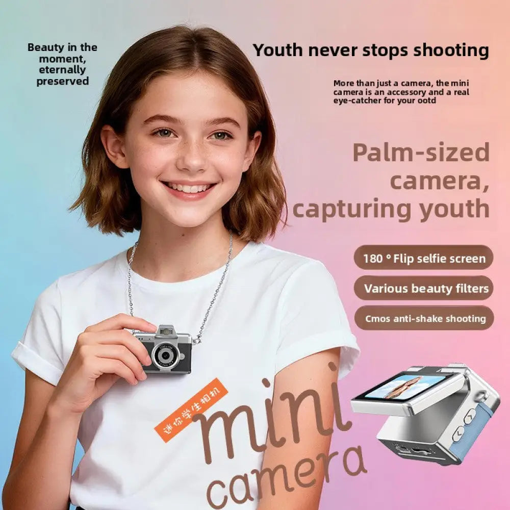 Mini Retro Digital Camera with Flip Screen - Vintage Style Portable Camera for Kids & Beginners - Consumer Electronics