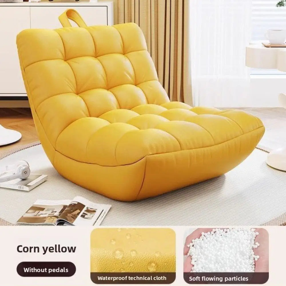 Modern Single Bean Bag Chair with High Elastic Foam - Multi-Functional Lounge Seat with Optional Footrest - Corn yellow