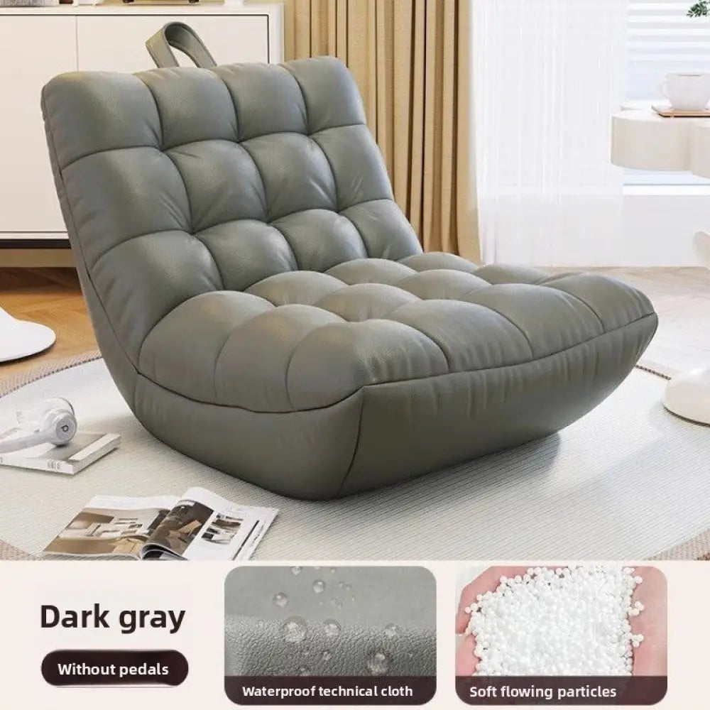 Modern Single Bean Bag Chair with High Elastic Foam - Multi-Functional Lounge Seat with Optional Footrest - Dark gray