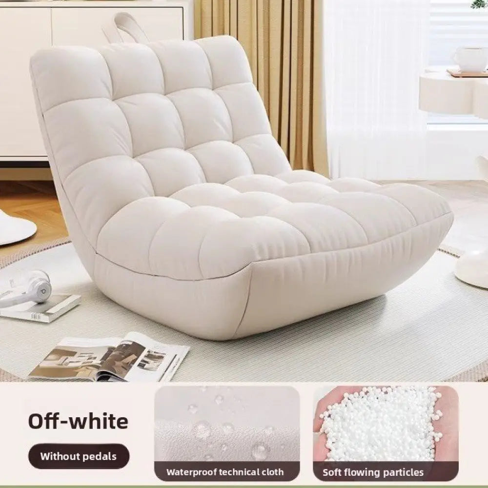 Modern Single Bean Bag Chair with High Elastic Foam - Multi-Functional Lounge Seat with Optional Footrest - Off-white