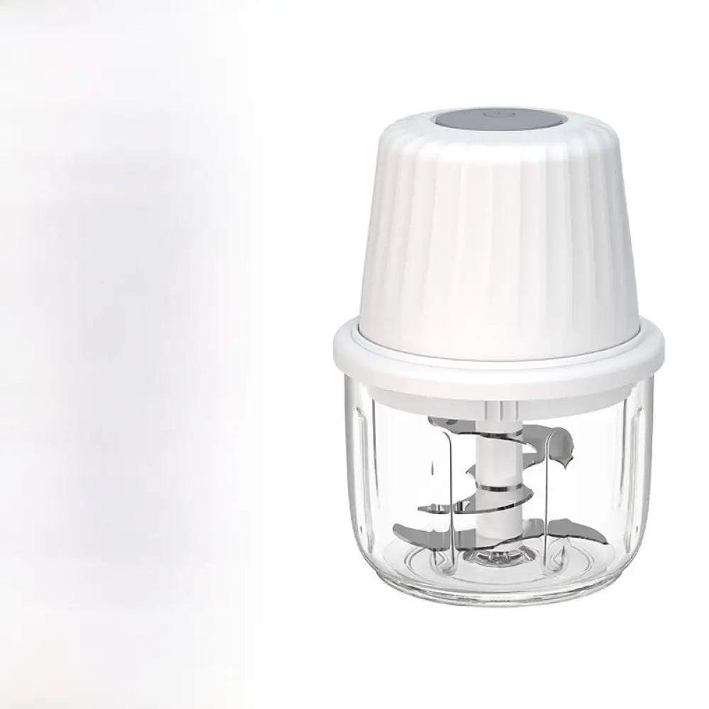 Portable Electric Food Chopper and Mini Garlic Processor - FP221d-300ml glass-6 blade knife / White - Home Appliances