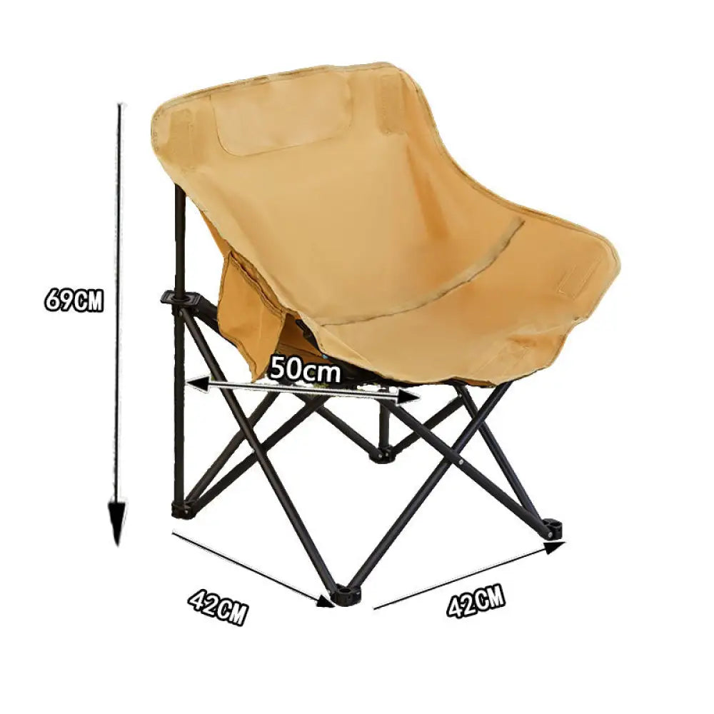 Portable Folding Moon Chair - Carbon Steel Outdoor Camping Chair with Fabric Cover (Low-Back & High-Back Options)