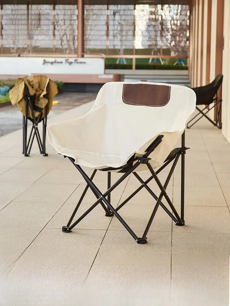 Portable Folding Moon Chair - Carbon Steel Outdoor Camping Chair with Fabric Cover (Low-Back & High-Back Options)