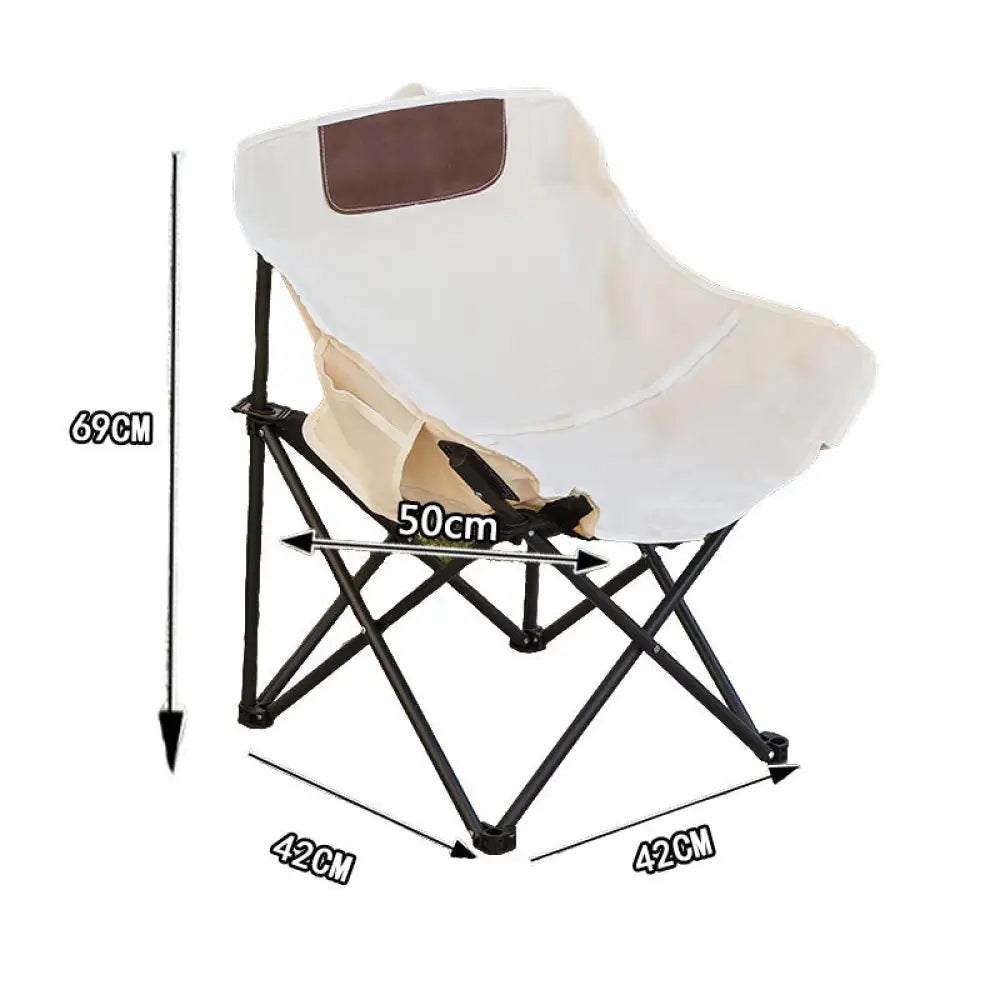 Portable Folding Moon Chair - Carbon Steel Outdoor Camping Chair with Fabric Cover (Low-Back & High-Back Options)