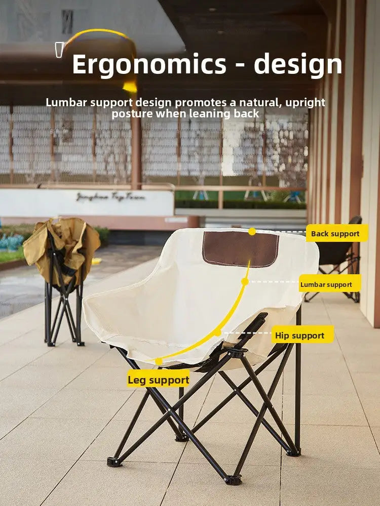 Portable Folding Moon Chair - Carbon Steel Outdoor Camping Chair with Fabric Cover (Low-Back & High-Back Options)