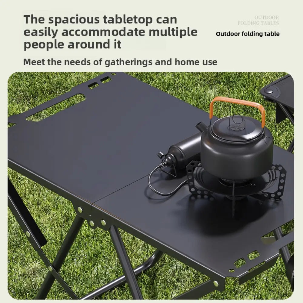 Portable Tactical Folding Camping Table - Heavy-Duty Iron Frame Outdoor Picnic Table with Storage Bag & Optional Light