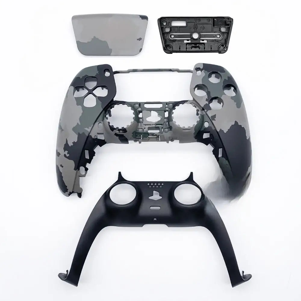 PS5 Controller Replacement Shell - Custom Game-Themed ABS Case Compatible with DualSense Gen 1/2/3 - Dark Gray Camo