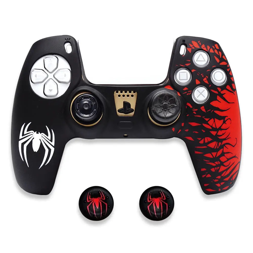 PS5 Controller Silicone Cover with Anti-Slip Grip & Joystick Caps - Protective Skin for PlayStation 5 Gamepad - Black